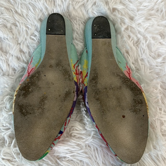 Vintage  elizabeth turner embroidered tropical print mules size 7 - Picture 3 of 7